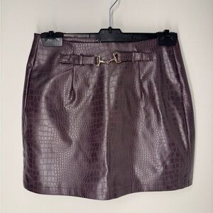 Elegant Croc-Embossed faux leather Burgundy/purple Skirt